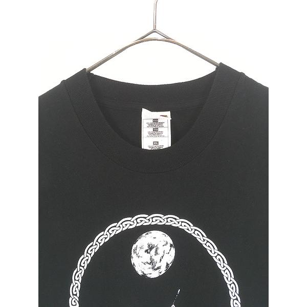 古着 90s 満月 魔女 モノクロ ダーク アート メッセージ Tシャツ XXL