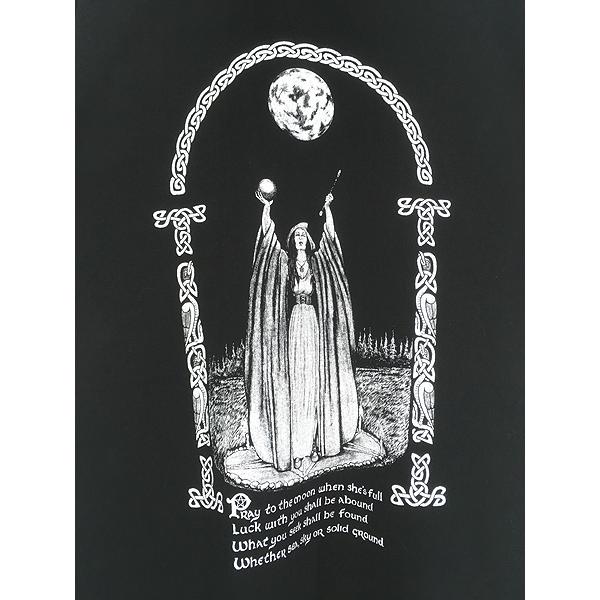 古着 90s 満月 魔女 モノクロ ダーク アート メッセージ Tシャツ XXL