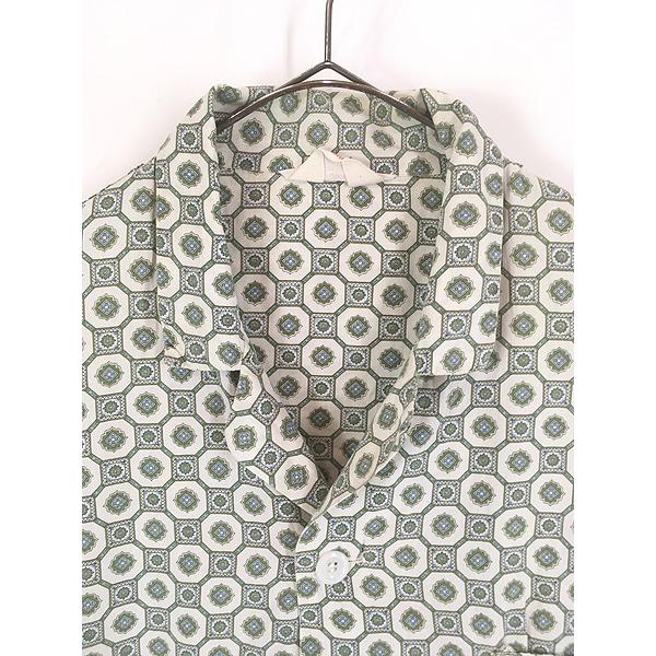 古着 60s Towncraft Penney's 小紋柄 総柄 開襟 ボックス コットン