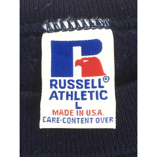 古着 90s USA製 Russell 無地 プレーン 前V セットイン スウェット トレーナー ネイビー L 古着 90s USA製 Russell 無地 プレーン 前V セットイン スウェット