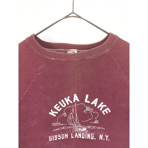 古着 70s USA製 Fruit of the Loom 「KEUKA LAKE」 3段 プリント
