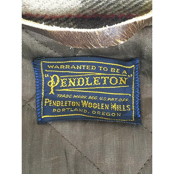 古着 60s Pendleton 好配色 ブラウン チェック メルトン ウール コート