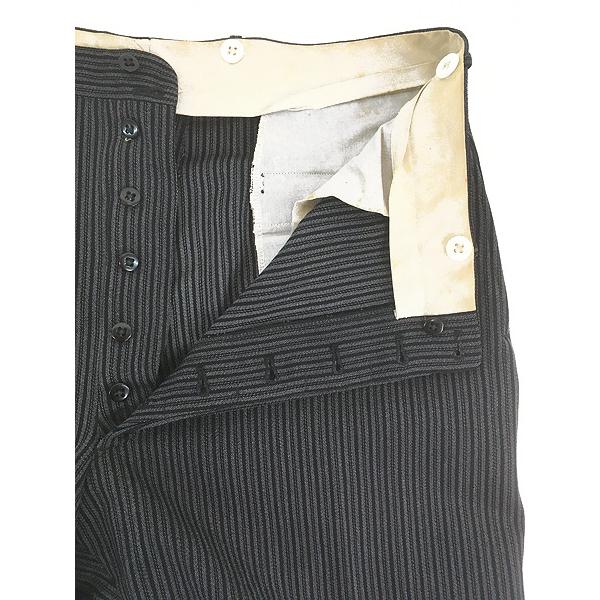 古着 50s ブラック × グレー ホワイト ストライプ ギャバジン ウール