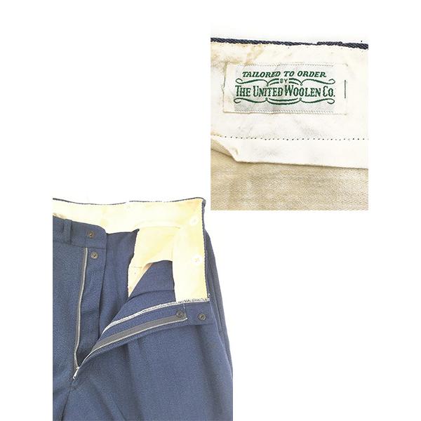古着 50s The United Woolen Co. ブルー ギャバジン ウール タック
