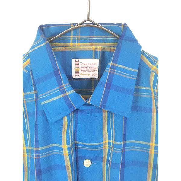 60s チェック柄 半袖シャツ ボックス コットン100% 未使用 ヴィンテージ 60年代 60s TOWNCROFT タウンクラフト チェック 開襟 ボックスシャツ