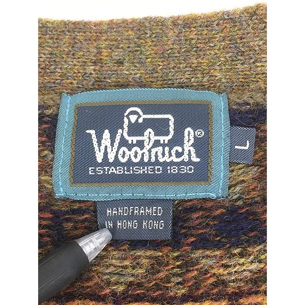 古着 90s WoolRich ネイティブ ボーダー ウール ベスト カーディガン L