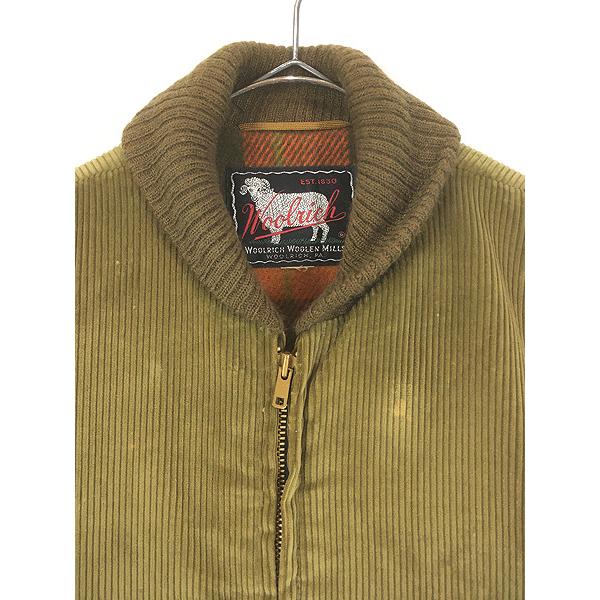 古着 50s WoolRich チェック ウール ライナー ヘチマ襟 コーデュロイ