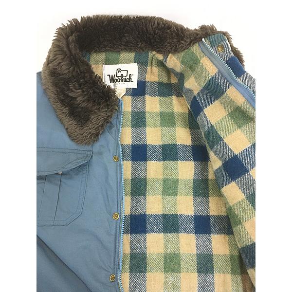古着 70s WoolRich 襟ボア チェック ウール ライナー パデッド 60/40