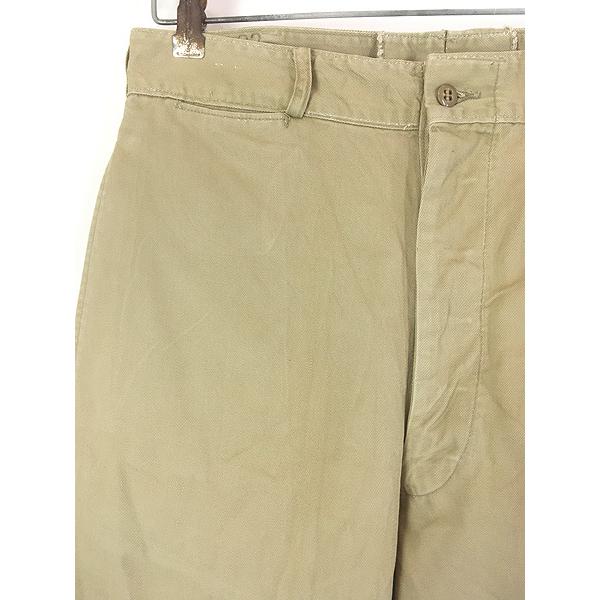 古着 50s 米軍 USMC 「Cotton Uniform Twill Khaki」 ミリタリー ボタンフライ コットン チノ パンツ チノパン W30 L31 ミント!! 古着 50s 米軍 USMC 「Cotton Uniform Twill Khaki」 ミリタリー