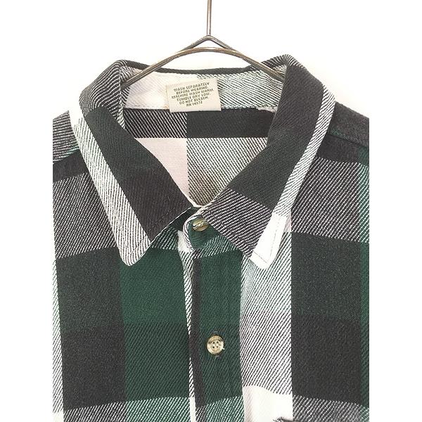 古着 90s FIVE BROTHER グリーン ブロック チェック ヘビー フランネル