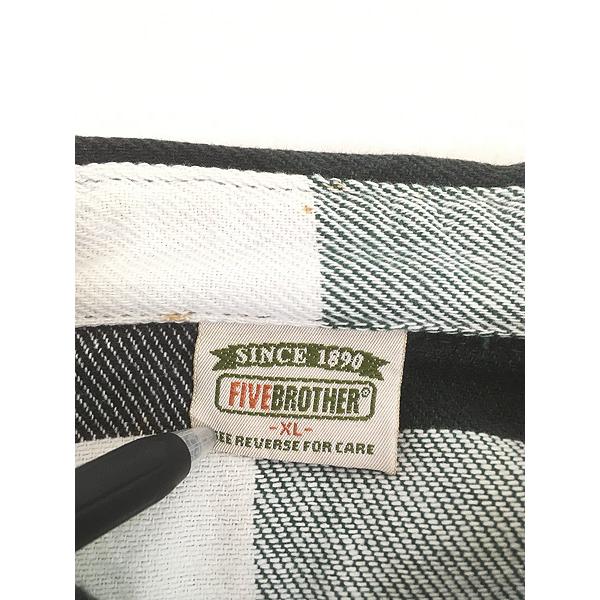 古着 90s FIVE BROTHER グリーン ブロック チェック ヘビー フランネル