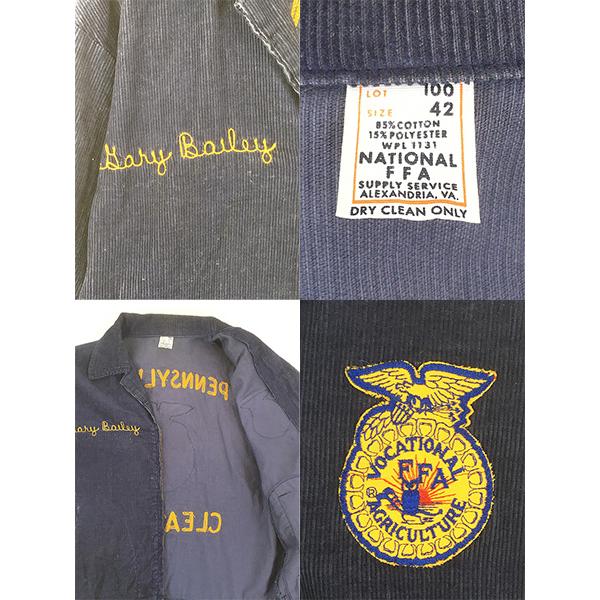 古着 80s 「PENNSYLVANIA」 豪華 チェーン 太畝 コーデュロイ FFA ファーマーズ ジャケット 42 古着 80s 「PENNSYLVANIA」 豪華 チェーン 太畝 コーデュロイ FFA