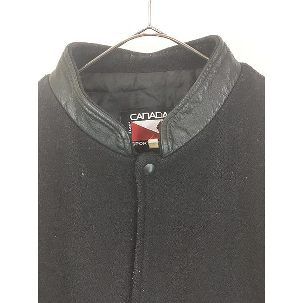 古着 90s Canada製 Canada Sportswear 本革 レザー メルトン ウール