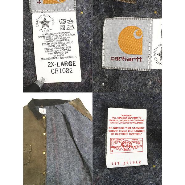 古着 90s USA製 Carhartt 裏地 ストライプ ブランケット ダーク