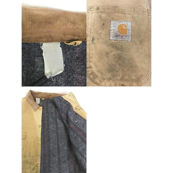 古着 80s- Carhartt 裏地 ストライプ ブランケット ブラウン ダック