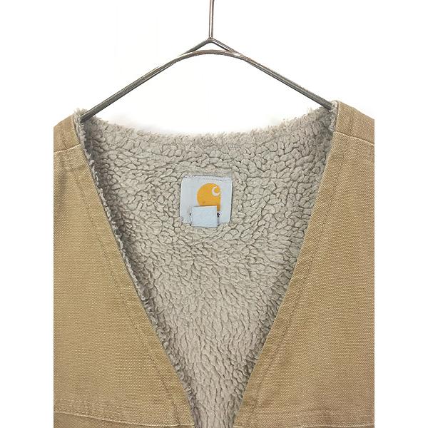 古着 10s Carhartt 裏ボア FRB フロンティア ブラウン ダック Vネック ベスト XL 古着 10s Carhartt 裏ボア FRB フロンティア ブラウン ダック Vネック