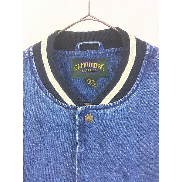 古着 90s Cambridge リブライン パデッド ブルー デニム スタジアム 