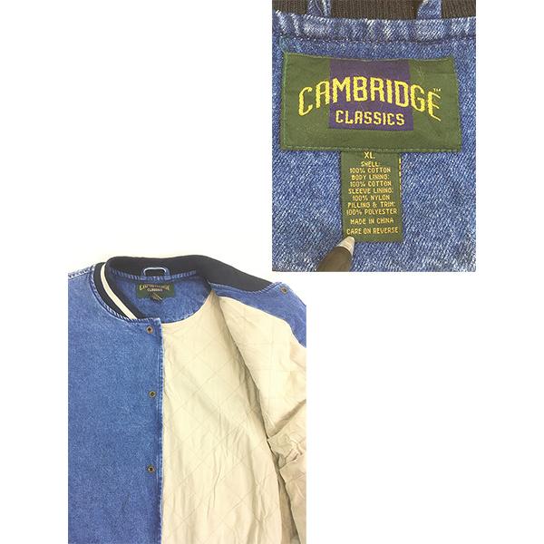 古着 90s Cambridge リブライン パデッド ブルー デニム スタジアム