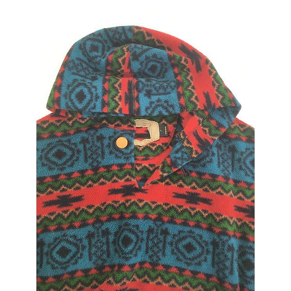 古着 90s USA製 WoolRich ネイティブ ボーダー フーデッド フリース