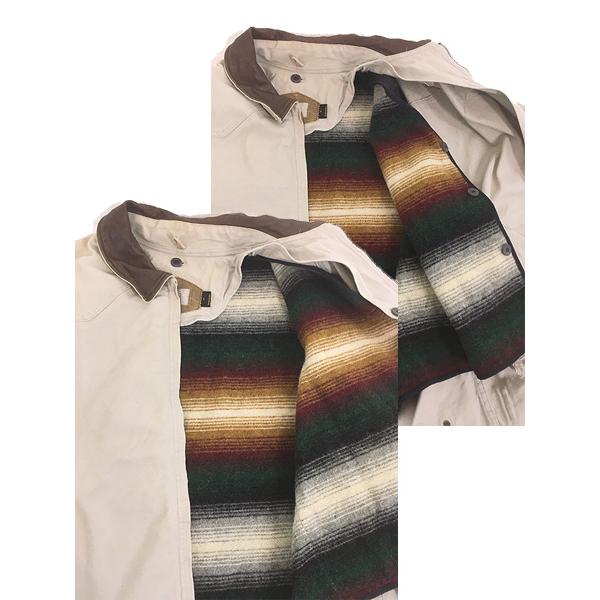 古着 90s USA製 WoolRich 本革 レザー襟 ウエスタンヨーク ダック