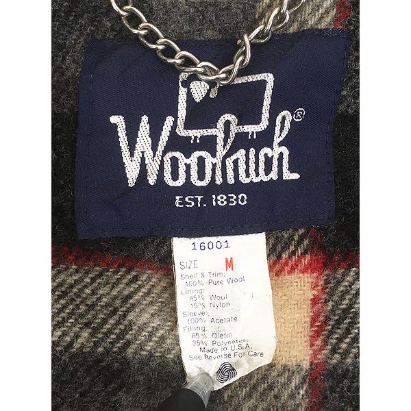 古着 80s USA製 WoolRich チェック ウール ライナー パデッド 比翼