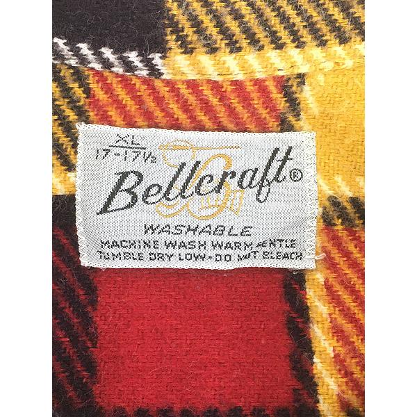 USA製 70s Bellcraft プリントネルシャツ 古着 70s USA製 Bellcraft イエロー × レッド ブラック チェック