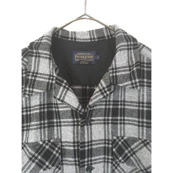 古着 00s- Pendleton ブラック × グレー バッファロー チェック 開襟