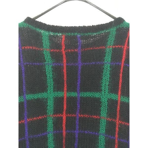 古着 90s White Wheeler & Martha ネオン チェック ブラック シャギー