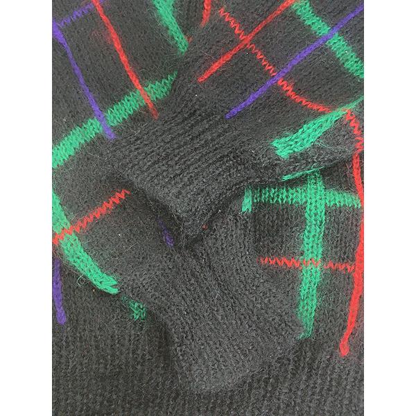 古着 90s White Wheeler & Martha ネオン チェック ブラック シャギー
