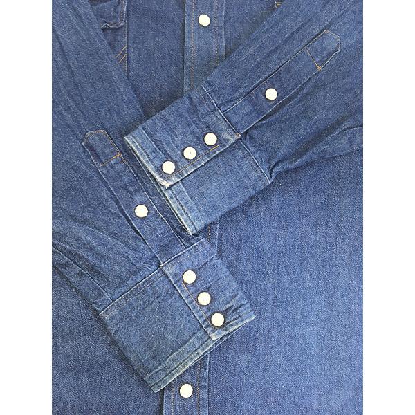 古着 80s Wrangler 70127MW 濃紺 ブルー デニム ウエスタン シャツ 17