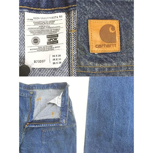 古着 00s USA製 Carhartt Wニー デニム ペインター ワーク パンツ W36