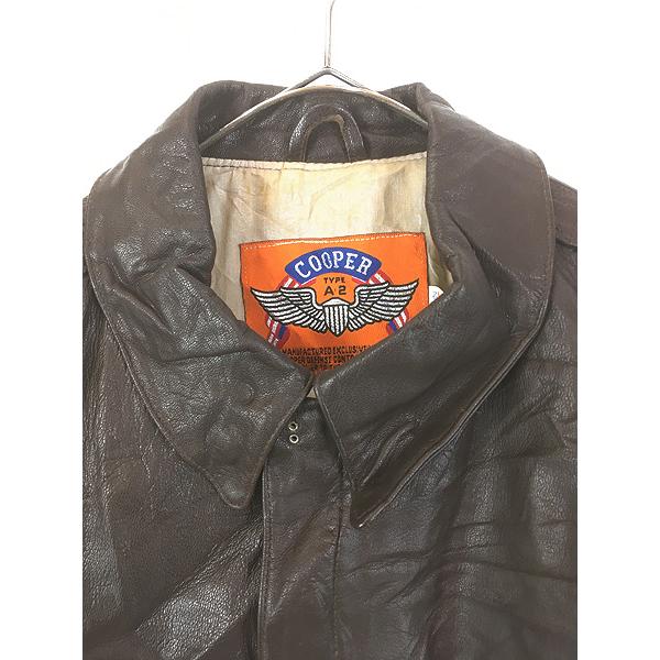 古着 90s USA製 Cooper Type A-2 「1945-1995 WW2」 本革 ゴートスキン