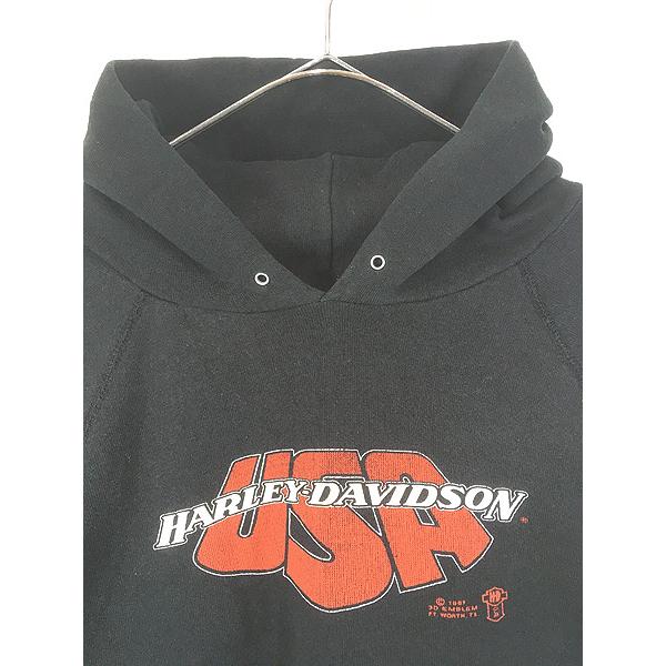 古着 80s 3D EMBLEM HARLEY DAVIDSON 「USA」 3面 プリント スウェット