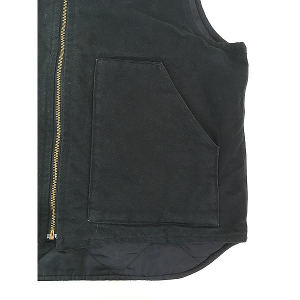古着 Carhartt ブラック ダック 首リブ パデット ベスト XL位 : 古着屋