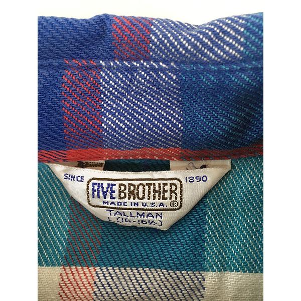 古着 80s USA製 FIVE BROTHER パステル チェック ヘビー フランネル コットン シャツ ヘビネル L 古着 80s USA製 FIVE BROTHER パステル チェック ヘビー フランネル