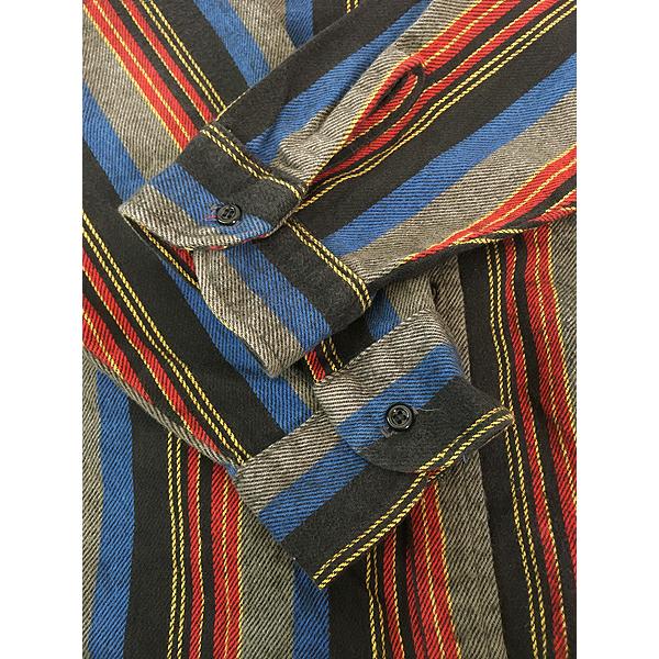 古着 90s USA製 FIVE BROTHER マルチ ストライプ ヘビー フランネル コットン シャツ ヘビネル XL 古着 90s USA製 FIVE BROTHER マルチ ストライプ ヘビー フランネル