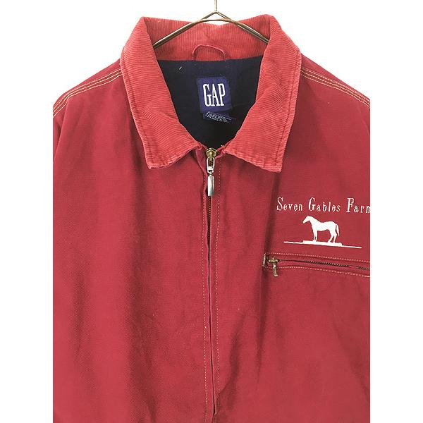 TriMountainダック地デトロイトジャケット襟コーデュロイ短丈赤2XL 古着 90s GAP 襟コーデュロイ ブランケット ライナー レッド ダック