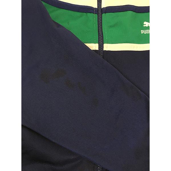 古着 80s PUMA ロゴ 刺しゅう リブライン ハイネック スウェット