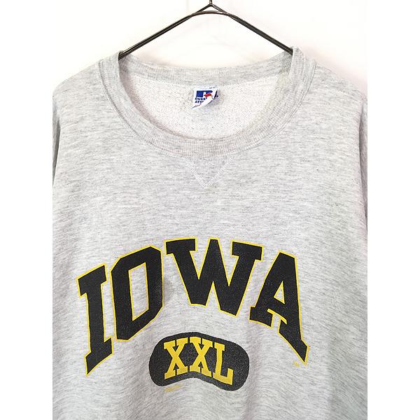 古着 90s USA製 Russell 「IOWA」 カプセル カレッジ 前V スウェット