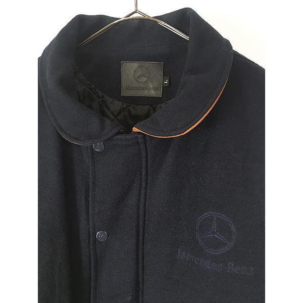 古着 00s USA製 Mercedes Benz ベンツ 刺しゅう 本革 レザー メルトン