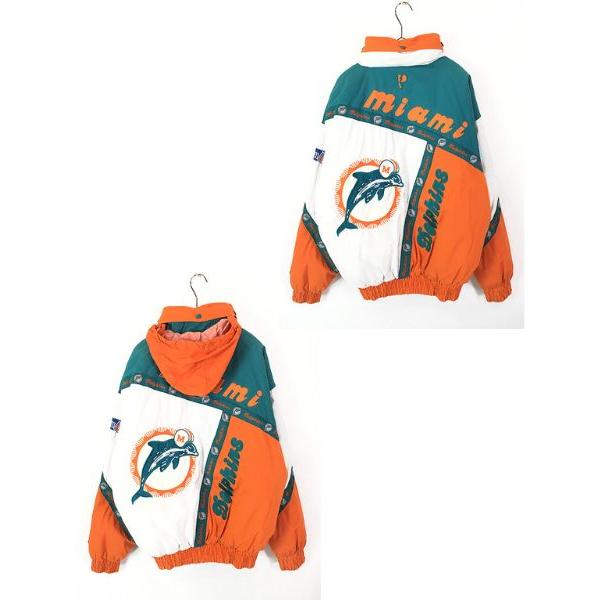 古着 NFL Miami Dolphins ドルフィンズ 2way ハーフジップ パデット