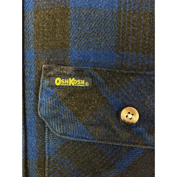 古着 80s Oshkosh B'gosh ブルー × ブラック バッファロー チェック