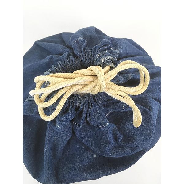 雑貨 古着 40s 米軍 濃紺 インディゴ デニム 巾着型 ランドリー バッグ