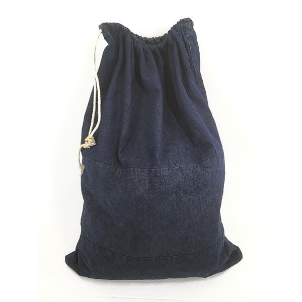 雑貨 古着 60-70s ミミ付 濃紺 インディゴ デニム 巾着型 ランドリー
