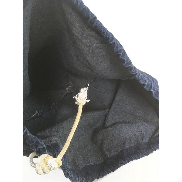 雑貨 古着 60-70s ミミ付 濃紺 インディゴ デニム 巾着型 ランドリー