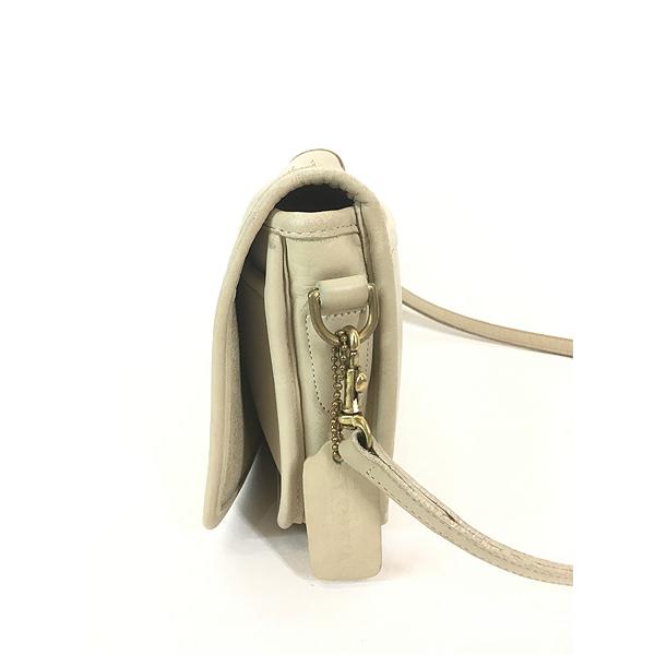 雑貨 古着 90s USA製 OLD COACH 本革 レザー フラップ ショルダー バッグ アイボリー 小型 古着 雑貨 古着 90s USA製 OLD COACH 本革 レザー フラップ ショルダー