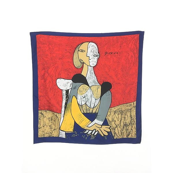 雑貨 古着 90s Picasso ピカソ キュビズム アート 光沢 大判 スカーフ