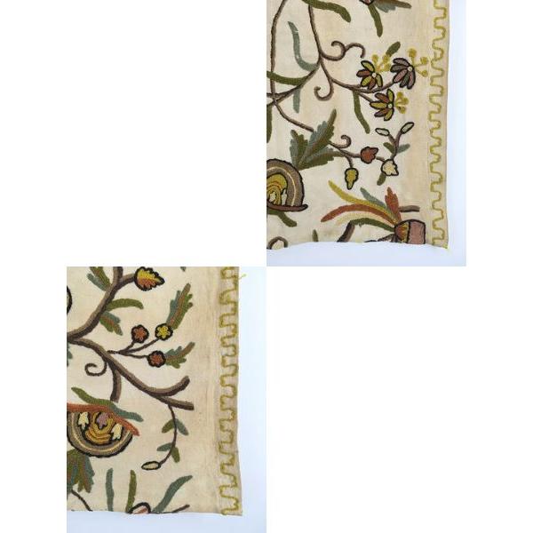 雑貨 古着 70s- India製 花 ボタニカル 鳥 総柄 総刺繍 カバー