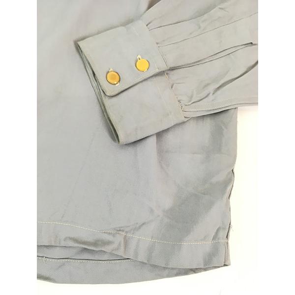 古着 40s HILL 'N' DALE 無地 ソリッド 変型 フロント 開襟 ボックス レーヨン ギャバジン シャツ M 古着 40s HILL 'N' DALE 無地 ソリッド 変型 フロント 開襟 ボックス