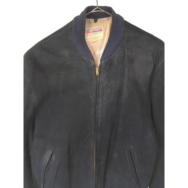 50s ヌバック　スポーツジャケット 古着 50s Californian 本革 ネイビー ヌバック レザー スポーツ